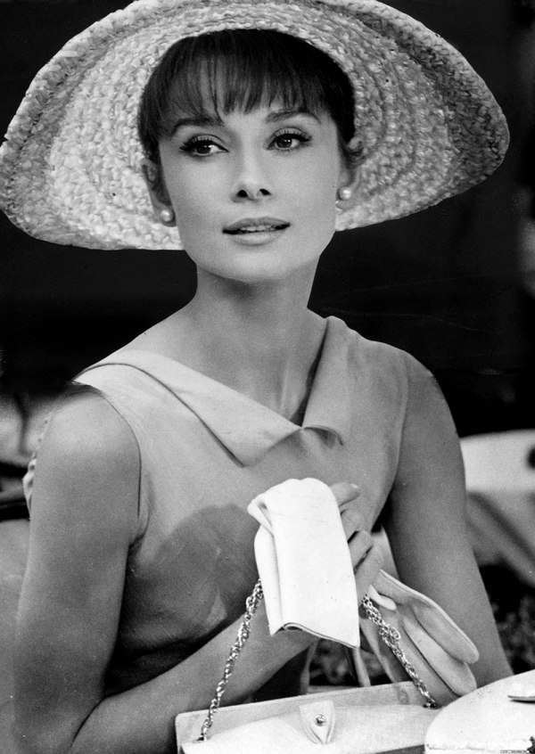 Audrey Hepburn wearing real pearl earrings