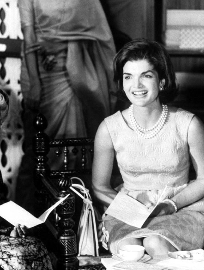 Jackie O with real pearl earrings