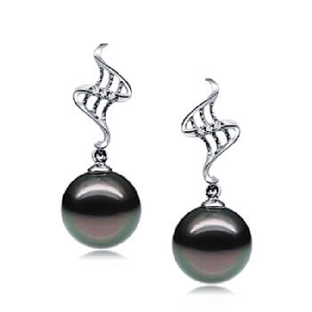 2_Tahitian black pearl earrings