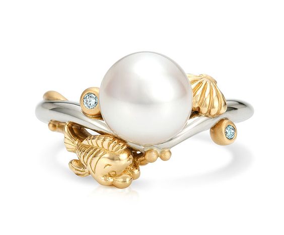 unique wedding rings with large white pearl