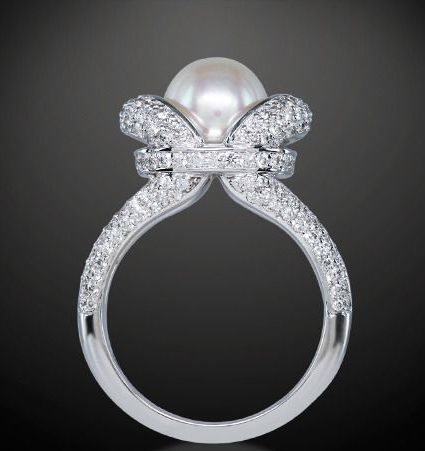 wedding pearls rings with small diamonds