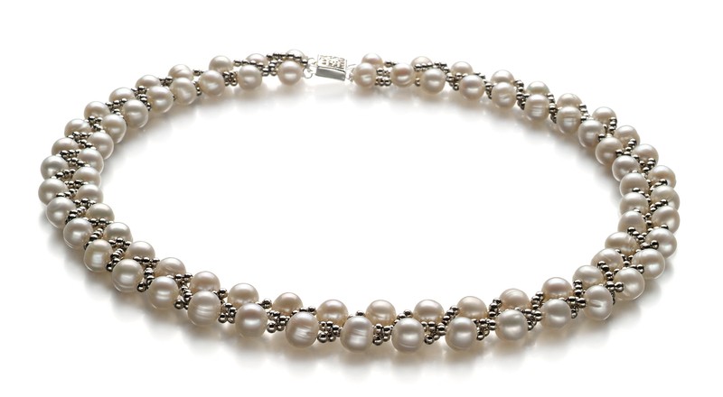 White wave pearl multi pearls strand necklace