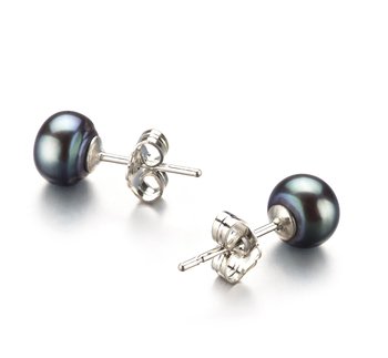pearl stud earrings in black color