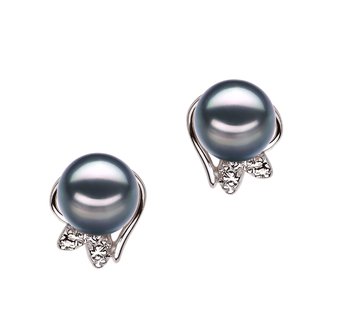 pearl stud earrings in black