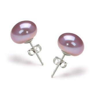 pearl stud earrings in lavender