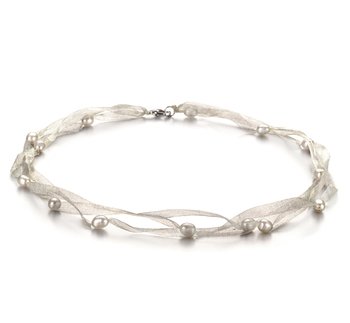 designer pearl accessories ribbon pearl drop necklace