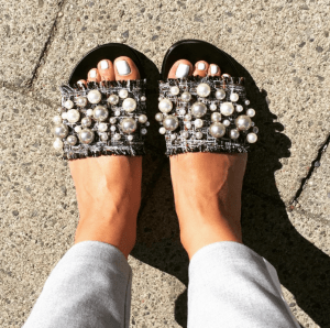 shoes with pearls and rhinestones