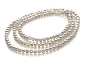 long strand of white pearls