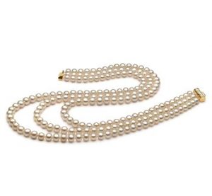 white triple strand of pearls