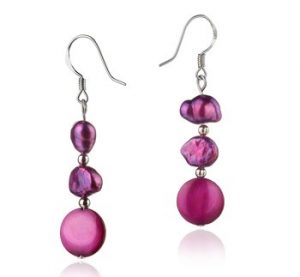 pink pearl color - pearl earrings