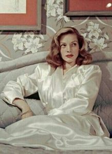 lauren bacall wearing a silk robe