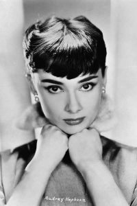 Audrey Hepburn wearing pearls