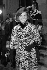 jackie o wearing animal print coat