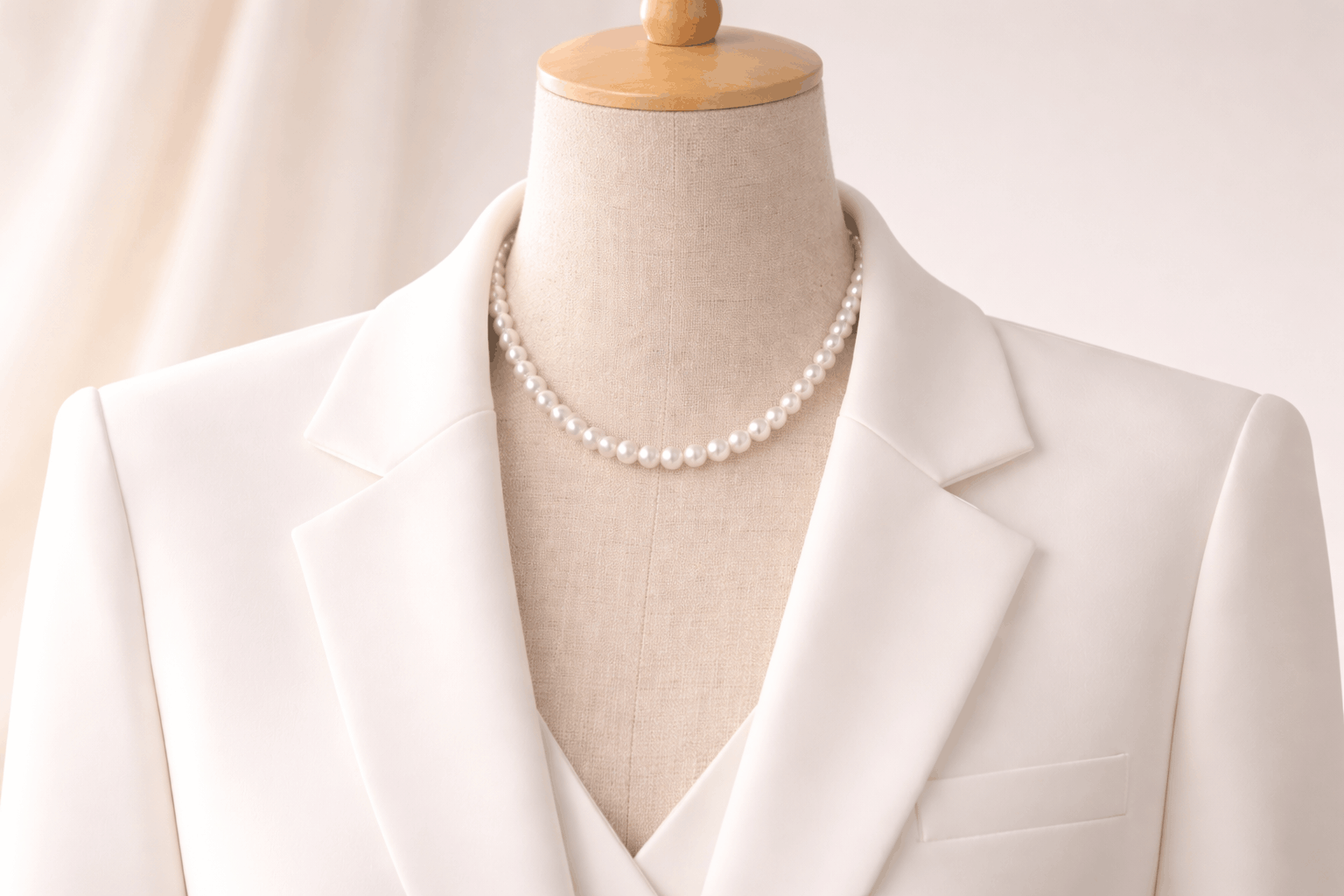 pearlsonly-blog-113-image-2-pearl - White Blazer with Pearl Necklaces - Pearls Jewelry - pearlsonly