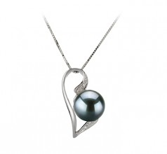 7-8mm AAA Quality Japanese Akoya Cultured Pearl Pendant in Carlin Black