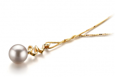 6-7mm AA Quality Japanese Akoya Cultured Pearl Pendant in Greta White