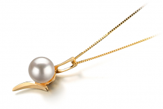 6-7mm AA Quality Japanese Akoya Cultured Pearl Pendant in Lanella White