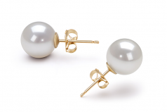 8-9mm AA Quality Japanese Akoya Cultured Pearl Earring Pair in White