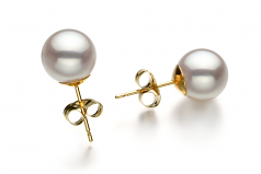 8.5-9mm Hanadama - AAAA Quality Japanese Akoya Cultured Pearl Earring Pair in Hanadama White