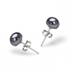 6-7mm AAA Quality Freshwater Cultured Pearl Earring Pair in Black