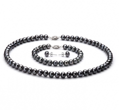 6-7mm AA Quality Freshwater Cultured Pearl Set in Black