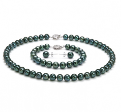 7.5-8mm AA Quality Japanese Akoya Cultured Pearl Set in Black