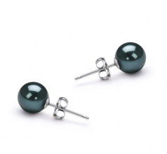 6-7mm AAA Quality Japanese Akoya Cultured Pearl Earring Pair in Black