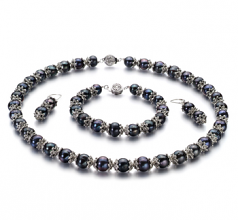 8-9mm AA Quality Freshwater Cultured Pearl Set in MarieAnt Black