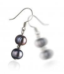 6-7mm A Quality Freshwater Cultured Pearl Earring Pair in Cerella Black