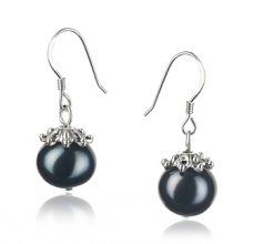 8-9mm A Quality Freshwater Cultured Pearl Earring Pair in Connor Black