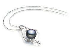 12-13mm AA Quality Freshwater Cultured Pearl Pendant in Hannah Black