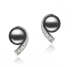 7-8mm AA Quality Freshwater Cultured Pearl Earring Pair in Claudia Black