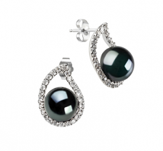 9-10mm AA Quality Freshwater Cultured Pearl Earring Pair in Isabella Black