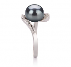 9-10mm AA Quality Freshwater Cultured Pearl Ring in Chantel Black