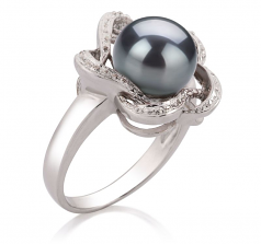 9-10mm AA Quality Freshwater Cultured Pearl Ring in Fiona Black