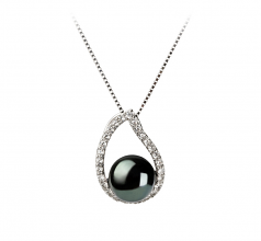 9-10mm AA Quality Freshwater Cultured Pearl Set in Isabella Black