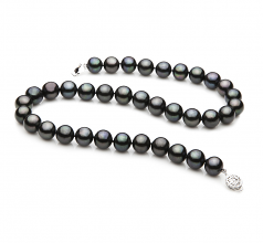 9.5-10.5mm AAA Quality Freshwater Cultured Pearl Necklace in Black