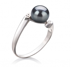 6-7mm AAA Quality Freshwater Cultured Pearl Ring in Dana Black