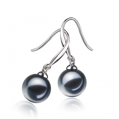 7-8mm AAAA Quality Freshwater Cultured Pearl Earring Pair in Yoko Black