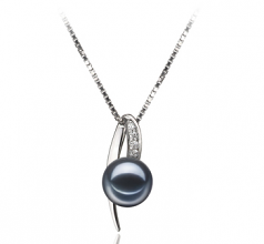 7-8mm AAAA Quality Freshwater Cultured Pearl Pendant in Destina Black