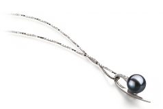 7-8mm AAAA Quality Freshwater Cultured Pearl Pendant in Destina Black