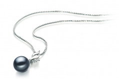 7-8mm AAAA Quality Freshwater Cultured Pearl Pendant in Zalina Black