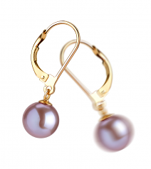 7-8mm AAAA Quality Freshwater Cultured Pearl Earring Pair in Marcella Lavender