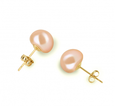 8-9mm AAA Quality Freshwater Cultured Pearl Earring Pair in Pink