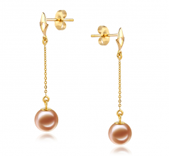 6-7mm AAAA Quality Freshwater Cultured Pearl Earring Pair in Misha Pink