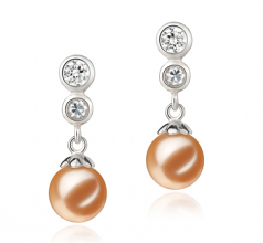 7-8mm AAAA Quality Freshwater Cultured Pearl Earring Pair in Colleen Pink