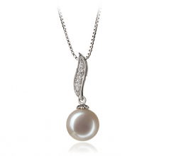 9-10mm AAA Quality Freshwater Cultured Pearl Pendant in Clementina White
