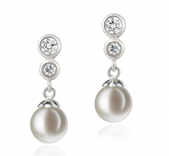 7-8mm AAAA Quality Freshwater Cultured Pearl Earring Pair in Colleen White