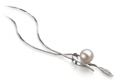 7-8mm AAAA Quality Freshwater Cultured Pearl Pendant in Jennifer White