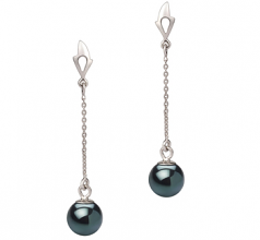 6-7mm AA Quality Japanese Akoya Cultured Pearl Earring Pair in Misha Black